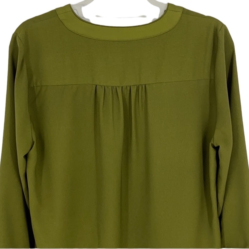 J Crew Green SZ M Tunic V Neck Satin Trim Top blouse SZ M - Picture 6 of 10